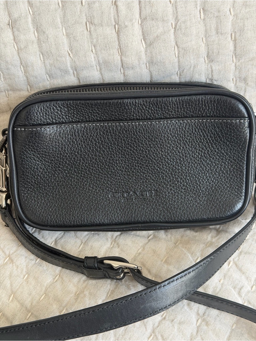 Coach Jayden Black Pebbled Leather Crossbody Unisex Bag 7.5x4.5